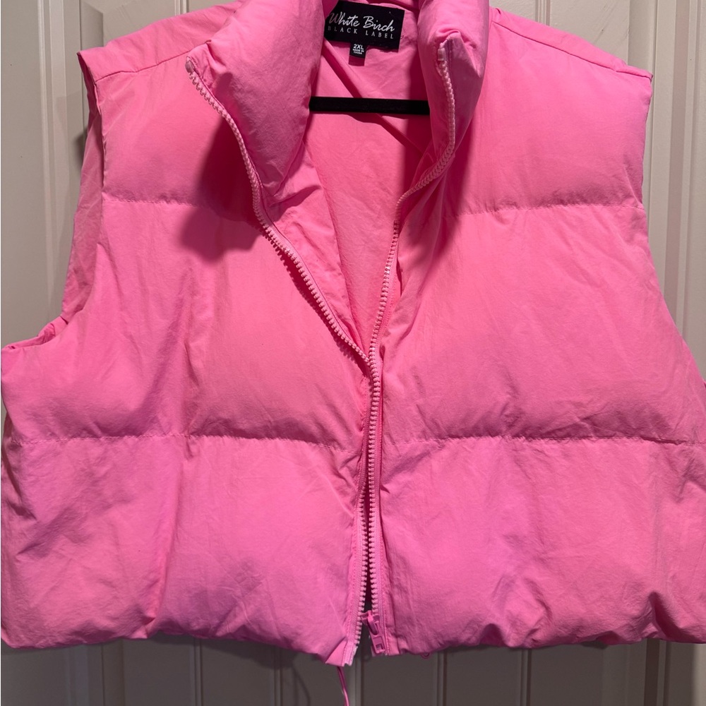White Birch Pink Puffer Vest 2x